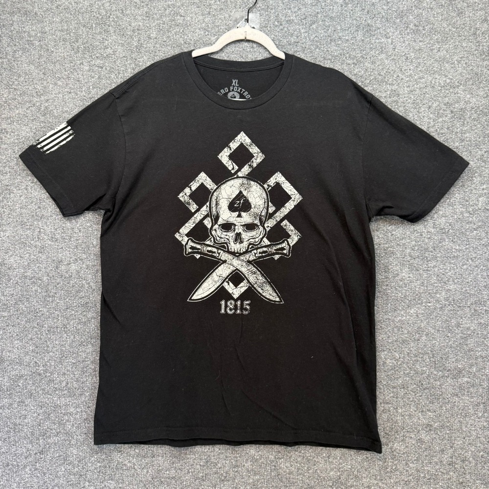 Zero Foxtrot Tshirt Mens XL Black Skull Kukri 1815 Military Graphic Tee Tactical